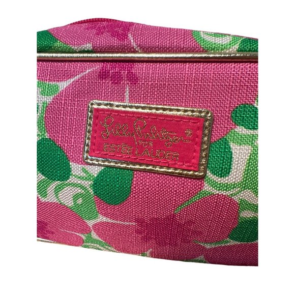 Lilly Pulitzer for Estée Lauder Pink Green Gold Floral Cosmetic Bag - Picture 2 of 8